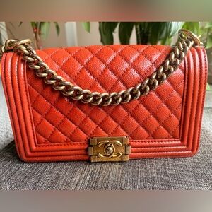 Rare Cognac Chanel Boy Bag